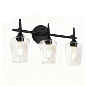 Lámpara de pared industrial de hierro negro con 3 luces y portalámparas E26 para iluminación de espejo en baño y dormitorio - Product Image 5