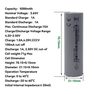 EU 주식 EVE 50pl 21700 <span class=keywords><strong>3.6v</strong></span> 5000mah 리튬 이온 배터리 180A 36C 높은 방전 이브 Inr21700 50e Akku 셀 전자 자전거 스쿠터 - Product Image 2