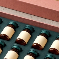Boîte rigide personnalisée en carton gris avec couvercle et base roses pour flacons de peptides, 12 flacons et impression offset sur éponge, modèle artisanal 127
