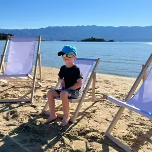 Fábrica personalizado madeira pequena praia cadeira crianças praia piscina ao ar livre espreguiçadeira