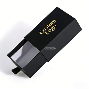 Luxury Jewelry Gift <b>Box</b> Slim Sliding Drawer <b>Box</b> with Gold Foil Logo Custom Size Cardboard Packaging - Product Image 1
