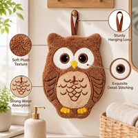 Serviette de toilette en peluche hibou marron en gros, serviette de toilette en peluche hibou marron personnalisée, serviette de toilette en peluche hibou marron douce et personnalisée