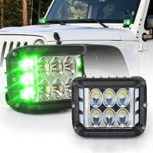 OVOVS Lampu Tembak Sisi Ganda, Lampu Sorot LED DRL Hijau Solid untuk Traktor Truk Bajak Sawah SUV ATV Sepeda Motor