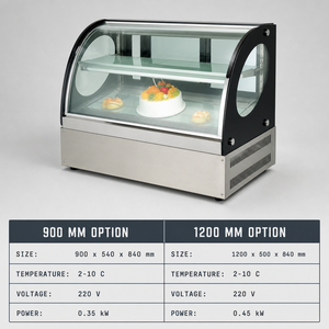 Vitrine réfrigérée de comptoir commerciale 2-10°C avec vitrine à gâteaux en verre incurvé 220V pour boulangerie, café, restaurant - Product Image 6