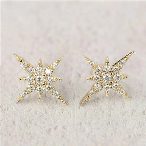 Orecchini a Stella con Diamanti in Oro Giallo, Bianco e Rosa, Gioielli Raffinati da Donna per Uso Quotidiano, Diamanti Naturali Taglio Brillante Rotondo - Product Image 4