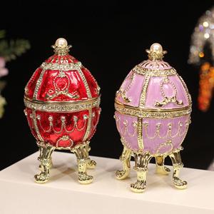 Exquisita Caja de Joyería con Diseño de Huevo Fabergé, Chapada en Oro, Hecha a Mano, con Pedrería Colorida, para Pascua - Figura de Mascota - Product Image 2