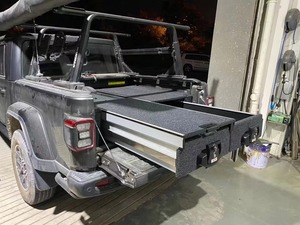 Tiroirs de rangement de lit de camionnette en aluminium personnalisés en usine Système de tiroirs doubles avec plateau <span class=keywords><strong>coulissant</strong></span> pour jeep Gladiator - Product Image 2