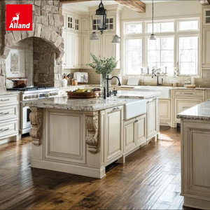 Mueble de <span class=keywords><strong>Cocina</strong></span> Rústico Estilo Granja Alland, Base para Fregadero Color Crema, Aspecto Envejecido, Juego de Muebles de <span class=keywords><strong>Cocina</strong></span> Tradicionales Europeos - Product Image 5
