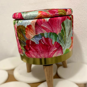 Pouf de haute qualité 32x42 25xH35 à motif floral avec housse, pouf multifonctionnel avec pieds, décoration d'intérieur, livraison mondiale - Product Image 2