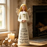 Statuette en résine Art Déco Ange de l'Amitié avec vase à fleurs et citation inspirante – Cadeau de commémoration pour décoration de table et de maison