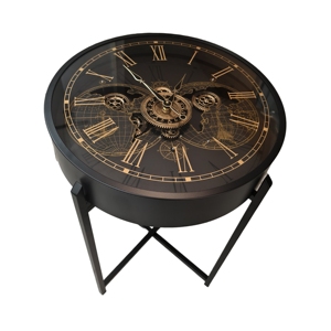 Mesa Auxiliar Redonda Estilo Steampunk con Mapa <span class=keywords><strong>del</strong></span> Mundo Vintage, Tapa de Cristal, Marco Metálico Industrial, Mesa de Centro para Decoración de Sala de Estar - Product Image 5