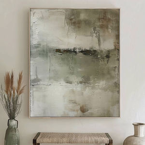 Tableau mural abstrait moderne texturé <span class=keywords><strong>vert</strong></span> olive sauge beige, nature morte, peint à la main à l'huile sur toile |   Hôtellerie sur mesure en gros - Product Image 3