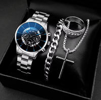 Jam tangan kuarsa bisnis mewah pria, arloji kalung salib dekoratif tiga mata dengan kalender Dial 41mm FD058