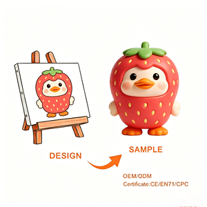 Poupée en PVC 3D personnalisée en usine, en forme de canard fraise rouge, conçue avec la technologie de l'intelligence artificielle, poupée statique en PVC sur mesure - Product Image 1