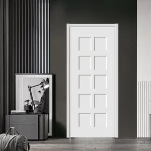 White Primer Moulded Wooden Doors For Houses Prehung Interior Room Slab Door Skin Panel Room Door Factory Wholesale