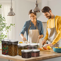 Conteneur de rangement pour garde-manger, hermétique, rectangulaire, en plastique moulé par injection, écologique, pour grains de café, avec cuillère magnétique