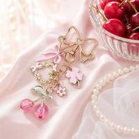Roze rode kersenbloem vlinder hart klaver emaille zinklegering flesopener sleutelhanger plant fruit handgemaakte sieraden vrouwen meisjes