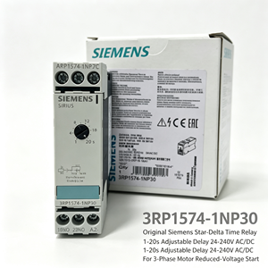 Relé de Tiempo 3RP1574-1NP30, Temporizador Estrella-Triángulo, Contacto Instantáneo 24V para Control de Arranque de Motor - Product Image 1