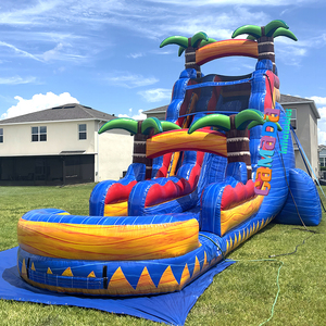 <span class=keywords><strong>Alquiler</strong></span> para Fiestas: Tobogán Acuático Inflable de PVC con Diseño de Palmera de 18 Pies de Altura, <span class=keywords><strong>Casa</strong></span> de Brinco Comercial con Tobogán Acuático y Piscina para Fiestas de <span class=keywords><strong>Verano</strong></span> - Product Image 3