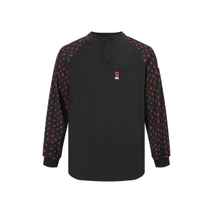 Camicia Henley con Bottoni e Tasca Singola, Motivo Patchwork Personalizzato, NFPA2112 Antistatica e Ignifuga, Abbigliamento di Sicurezza in Cotone Lavorato a Maglia - Product Image 5