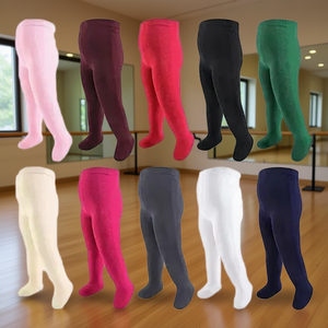 Ensemble de 12 collants Catherine pour enfants, vêtements de danse pour l'entraînement, taille 6-8 à 9-12 ans, matière acrylique élasthanne - Product Image 2