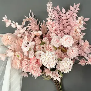 Arrangement de fleurs de mariage en soie Rose vif <span class=keywords><strong>Fushia</strong></span>, fleurs de lys Fuchsia artificielles en vrac, A-856 - Product Image 4
