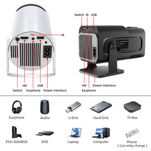 Projecteur portable <span class=keywords><strong>LED</strong></span> <span class=keywords><strong>4K</strong></span> HY300 Pro HY320 <span class=keywords><strong>Mini</strong></span>, faible MOQ, OEM/ODM, projecteur intelligent Android portable <span class=keywords><strong>4K</strong></span> - Product Image 2