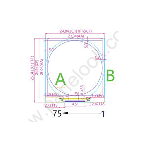 WV009VDQ-N80-1QP1 BOE 0.9 นิ้วกลม LCD 128x128 กว้างอุณหภูมิจอแสดงผลแบบวงกลม - Product Image 1