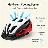 Casque de vélo CE EN1078 unisexe pour adulte, blanc, durable, léger, ventilé, avec visière amovible et feu arrière LED, idéal pour les trajets quotidiens
