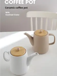 Cafetera de Cerámica de Gran Capacidad <span class=keywords><strong>con</strong></span> Diseño Nórdico, Accesorio para <span class=keywords><strong>Café</strong></span> y Té, Tetera <span class=keywords><strong>con</strong></span> Tapa - Product Image 4