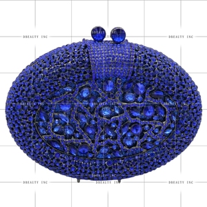 Sac de soirée somptueux pour femme, orné de fleurs et de strass, pochette ovale scintillante en cristal, idéal pour les sorties nocturnes, les banquets et les mariages - Product Image 4
