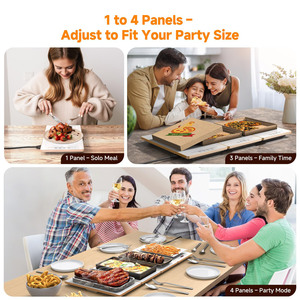 Food Warmers for Parties Buffet 4-in-1 Electric <strong>Warming</strong> <strong>Tray</strong> for Food with 10 Temp Settings &amp; Timer, 33"x15" Glass Surface - Product Image 3