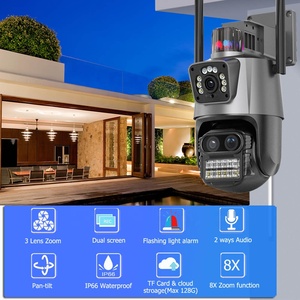 Icsee kamera keamanan, kamera keamanan WiFi nirkabel luar ruangan dengan lensa ganda 6MP 9MP, penglihatan malam warna dengan PTZ & Cloud penyimpanan Data - Product Image 4