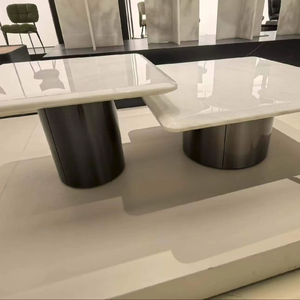 Italian Minimalist Luxury Modern Stainless Steel Natural Marble High-end Living Room Coffee <b>Table</b> - Product Image 1