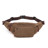 Sac banane unisexe décontracté en toile, forme tonneau, couleur unie, imperméable, vintage, avec fermeture éclair, tendance, portable, pour voyage, durable et souple