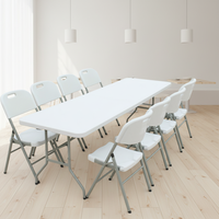 Table pliable pour événements de mariage en extérieur Table pliante en plastique de 6 pieds pour banquet d'hôtel, légère et populaire