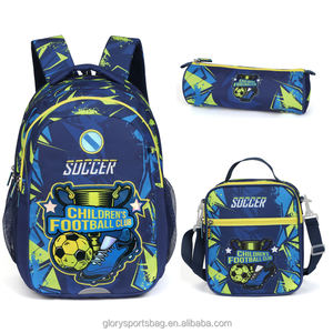 Sac à dos scolaire 3 en 1 de haute qualité personnalisé BSCI, sacs à dos de football pour garçons, sacs à dos scolaires pour enfants avec sac à déjeuner et trousse à crayons - Product Image 1