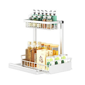 Étagère coulissante multi-niveaux Najia pour armoire de cuisine, rangement multifonctionnel pour assaisonnements, huiles et boîtes, profondeur 8-11,9 pouces - Product Image 3