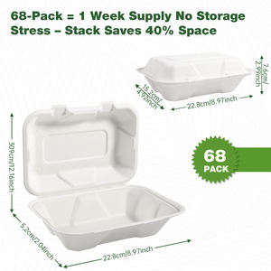 Kotak makan siang kertas sekali pakai dapat terurai ramah lingkungan untuk pergi ke restoran - Product Image 6