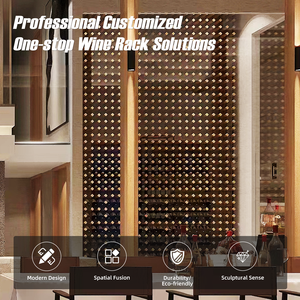 פתרון יוקרתי בהתאמה אישית של מרתף יין מעץ וברזל, כולל מדפי יין, ארון יין ובר לשימוש מסחרי - Product Image 1