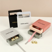 Ensemble d'emballage de bijoux de luxe avec logo personnalisé, boîte à tiroir transparente avec film PE coulissant, sac en papier, ensemble de boîtes à bijoux