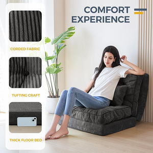 Foldable <b>Sofa</b> Bed With Backrest <b>Support</b> Portable Multifunctional Single Size Foam Filling For Adults And Children - Product Image 4