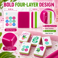 Set Mahjong Amerika Warna-warni Akrilik, Ubin Mahjong Fuchsia Lime Candy Dot Dragon Joker untuk Permainan Keluarga yang Nyaman di Malam Hari