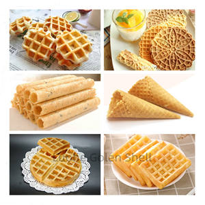 Ligne de production électrique entièrement automatique pour cônes croustillants et gaufres moelleuses avec machine de formage de rouleaux de pâte à œufs supplémentaire - Product Image 2