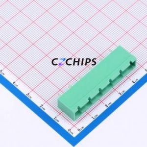 MX2EDGVC-7.62-06P-GN01-Cu-A Plug-in Terminal Block Through hole,P=7.62mm Board-to-Board / Socket - Closed 1x6P 7.62mm Green - Product Image 1