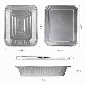 9x13" Aluminum Food Grade Recyclable Tray Half Size Steam Table Deep Pans Plastic Dome Lid Tin <b>Foil</b> <b>Containers</b> Buffet Catering - Product Image 2