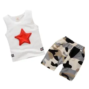The vest Red Star Children's Set Male Children's Sleeveless Summer Capsules 2023 Cartoon Baby T -shirts Leisure Sports