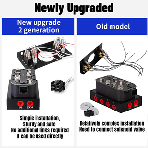 Solénoïde 12V pour suspension pneumatique 8 vannes avec panneau de commande et interrupteur de type bateau, équipé de cinq manomètres de pression d'air - Product Image 2