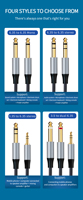 Kabel Audio Stereo 3.5mm Male ke 6.35mm Male, Jack Plug Berlapis Emas, Adaptor Aux 3.5mm ke 1/4 untuk Gitar, Keyboard, Drum Set