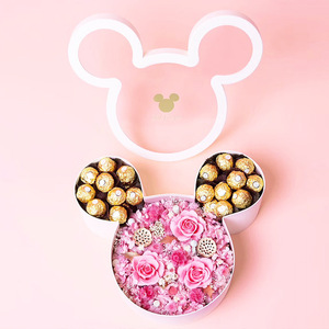 Kotak Hadiah Bunga dengan Penutup Transparan untuk Hari Valentine Diskon Besar Wajah Mickey - Product Image 3